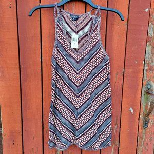 NWT Lucky Brand Crochet-like Sleeveless Tank Top Tunic Size Small